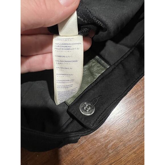 Rebecca Minkoff Pants 2‎ Lamb Leather Green Black Riding Pants Equestrian Luxury - Picture 9 of 10